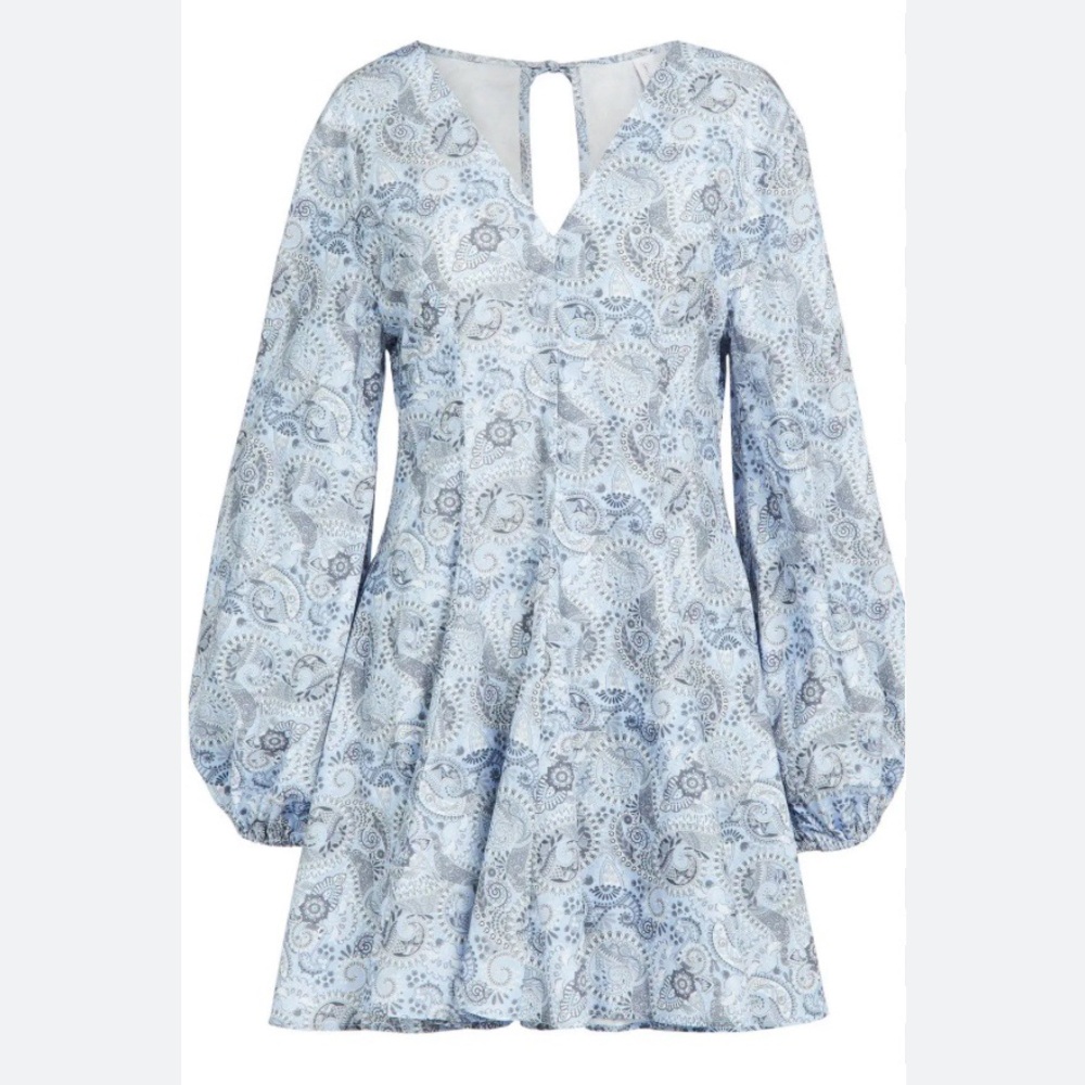 Sokie Collective Puff Sleeve Paisley‎ Mini Dress - Picture 2 of 10